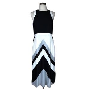 Banana Republic Pleated Sleeveless Chevron Art Deco Midi Dress- 6